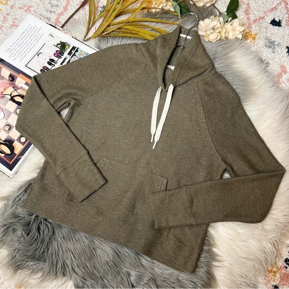 NEW Aerie Snowday Olive Green Mock Waffle Knit Women’s Hoodie Sweatshirt Sz S - Picture 11 of 11